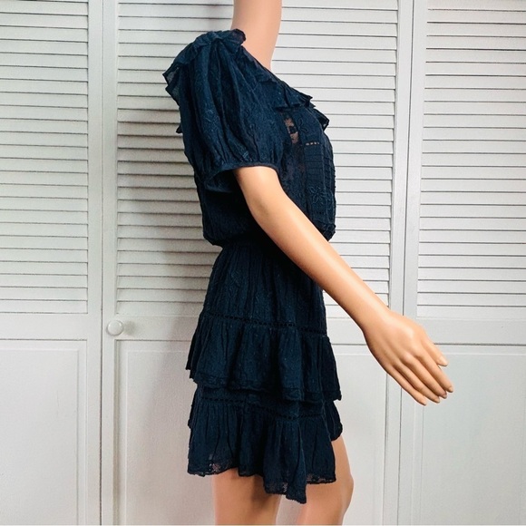 LOVE SHACK FANCY Navy Blue Cotton Short Dress Size Medium - Picture 3 of 8